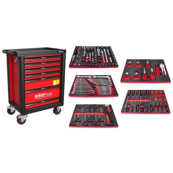   KROFtools szerszámkocsi, 160 db szerszámmal felszerelve, 7 fiókos (8622)