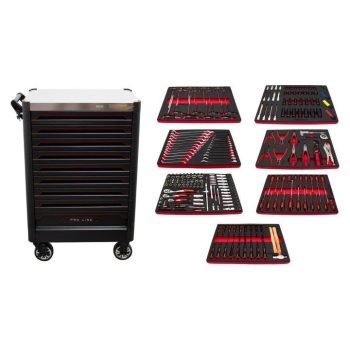   KROFtools PROLINE 9 FIÓKOS SZERSZÁMos KOcSi 318 DB szerszámmal (8637)