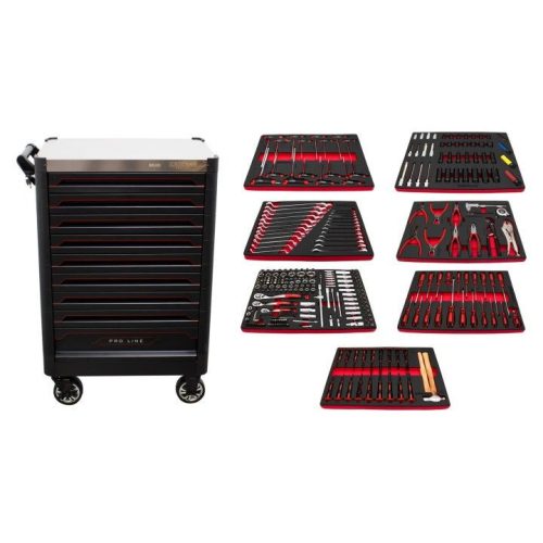 KROFtools PROLINE 9 FIÓKOS SZERSZÁMos KOcSi 318 DB szerszámmal (8637)