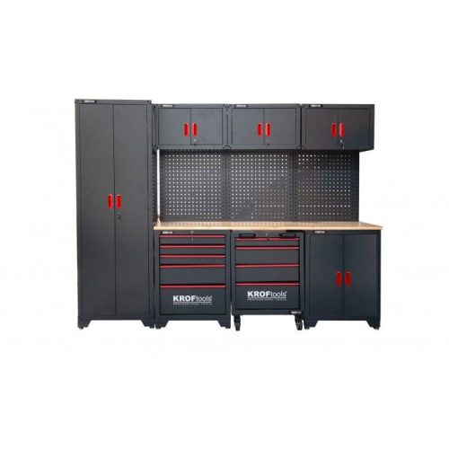 KROFtools Szerelő műhely ("bútor") szervíz szekrény KÉSZLET 8801+8802+8803+8804+8809+8807x3+8806x3,  11 részes (8881)