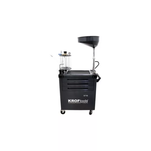KROFtools Fáradtolaj-leszívó berendezés mérőedénnyel, 90 literes, 3 fiókos (szerszámok nélkül) (9716)