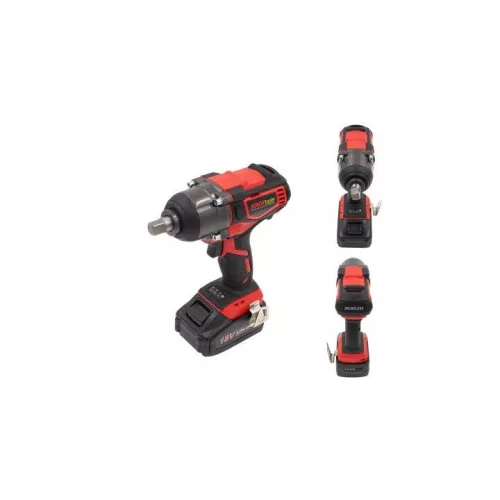 KROFtools  Akkumulátoros ÜTVECSAVAROZÓ 1/2"-OS 400 Nm + SARKCSISZOLÓ KÉSZLET - 18 V,  115 mm , készlet 4 Ah akkuval + töltővel(9910)