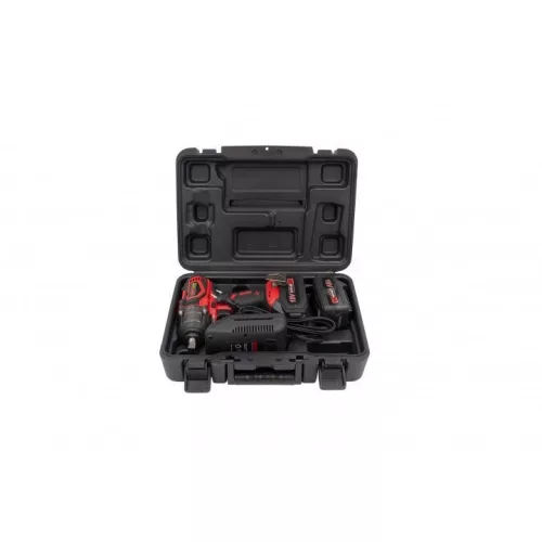 KROFtools  Akkumulátoros ÜTVECSAVAROZÓ 1/2"-OS 400 Nm + SARKCSISZOLÓ KÉSZLET - 18 V,  115 mm , készlet 4 Ah akkuval + töltővel(9910)