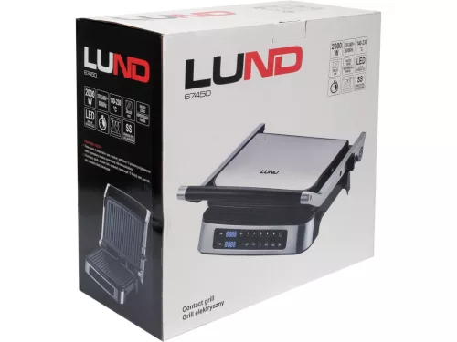 LUND Elektromos kontakt grillsütő digitális vezérléssel, 2000 W, 29 × 23 cm (67450)