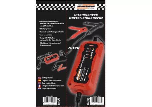 Mannesmann Autó akkumulátortöltő 6/12 V, 6 töltőprogrammal, LED kijelzővel (M12711)