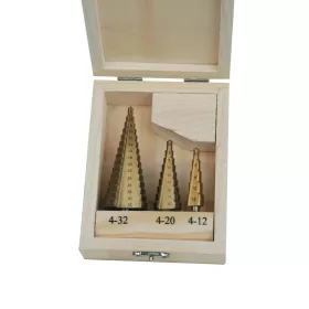   Mannesmann Lépcsőfúró készlet fémlemezhez, HSS titánbevonattal, 3 részes (M54603)