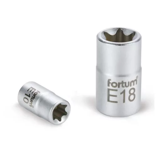 FORTUM dugófej, torx, 1/2", 61CrV5 mattkróm, 38mm hosszú; E18 (4700703)