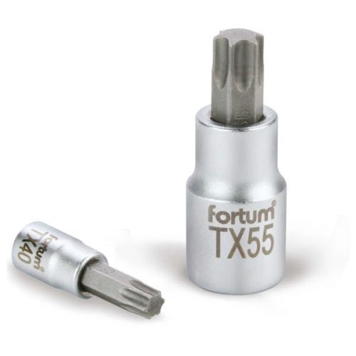 FORTUM bitdugófej, torx, 1/2", 61CrV5/S2, mattkróm; TX40, 55mm (4700724)