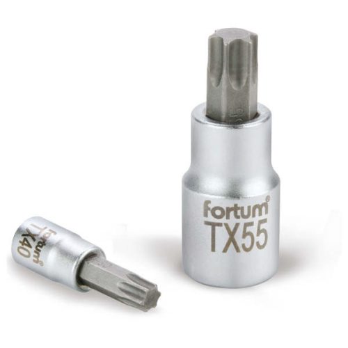 FORTUM bitdugófej, torx, 1/4", 61CrV5/S2, mattkróm; TX27 (4701724)