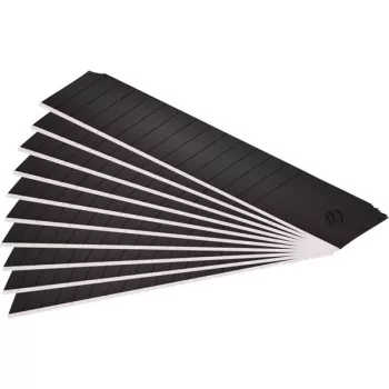   FORTUM pótpenge 10 db, fekete, tripla vágóéllel; 18×100×0,7mm, SK2 acél, HRC > 67,  tripla vágóéllel, lézeres élezés (4780003)