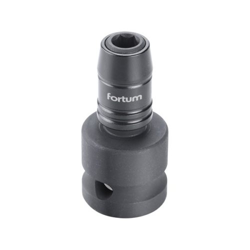 FORTUM adapter, impakt 1/4" BIT-ek gépi befogásához, 1/2" gépi befogás, gyorskioldóval, CrMoV, hossz: 49 mm (4790002)