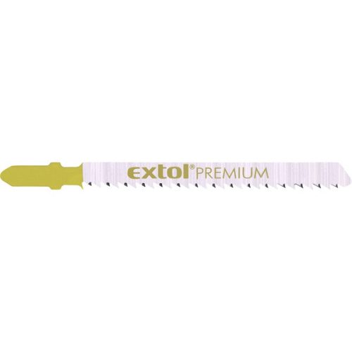 EXTOL PREMIUM dekopírlap, 5db, Bosch befogás, HCS; 75×8×1,5mm, 2,5mm fogtáv, köszörült, fordított állású fogak, egyenes vágás, puhafáh (8805005)