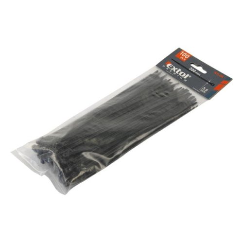 EXTOL PREMIUM kábelkötegelő 3,6×200mm 100db, fekete nylon; (8856156)