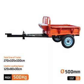   NAKAYAMA Mezőgazdasági utánfutó 500 kg teherbírással, masszív 112 kg-os szerkezettel, 120 × 80 × 30 cm rakfelülettel (MB211)
