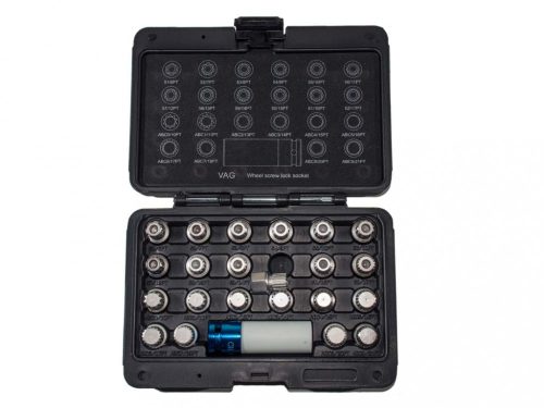 Ellient Tools kerékőr/anyacsavar leszedő készlet, VAG, XZN + lyukas RIBE típusú,  23 darabos (AT6051B)