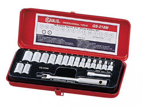Genius Tools crowafej készlet, 6 és 8-szögű, metrikus, 1/4", 18 darabos (GS-218M)