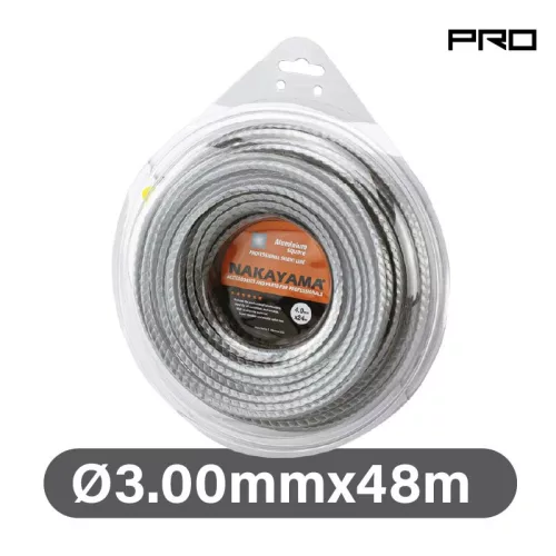 NAKAYAMA PRO  Damil fűkaszákhoz. (Nylon, alumínium huzal )  négyzetes  3,00mm x 48m (NC1013)