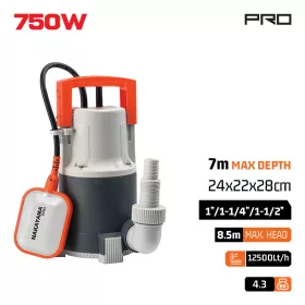   NAKAYAMA PRO Merülő tisztavíz-szivattyú 750 W, 12500 l/h, 5 mm szemcseméretig (NP1020)