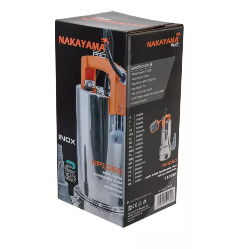 NAKAYAMA PRO Merülő szennyvízszivattyú 1100 W, 16500 l/h, 35 mm szemcseméretig (NP1060)