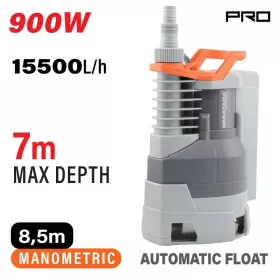   NAKAYAMA PRO Merülő Búvárszivattyú 900W, 8,5m, 15500L/óra, szennyvízhez (NP1080)