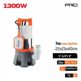   NAKAYAMA PRO Inox merülő szennyvízszivattyú 1300 W, 25000 l/h, 2” csatlakozással (NP1130)
