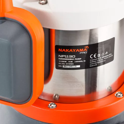NAKAYAMA PRO Inox merülő szennyvízszivattyú 1300 W, 25000 l/h, 2” csatlakozással (NP1130)