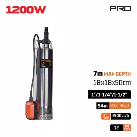   NAKAYAMA PRO Inox mélykúti búvárszivattyú 1200 W, 5500 l/h, 54 m emelőmagasság (NP1185)
