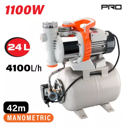 NAKAYAMA PRO Házi vízmű 1100W, 42m, 3600L/óra, tartály 24L, szűrővel (NP2115)