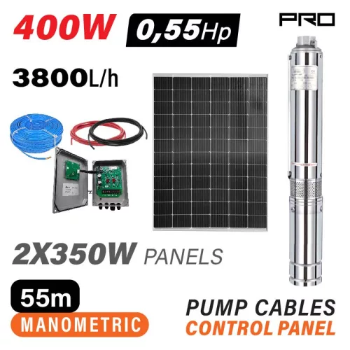 NAKAYAMA PRO NAPELEMES VÍZSZIVATTYÚ 48V, 400W, 0,55LE, 3,8m³/H, MAXIMÁLIS NYOMÁS 55m, KIMENET: 1,25" készlet (NP2220)