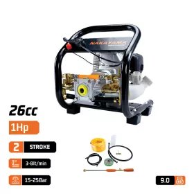   NAKAYAMA Benzinmotoros magasnyomású permetező 26 cm³, 15–25 bar, 20 m tömlővel (NS2610)