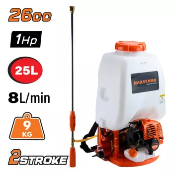   NAKAYAMA  Kétütemű benzines háti permetező, 26 cm³ / 25 liter  (NS2635)