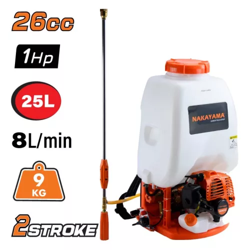 NAKAYAMA  Kétütemű benzines háti permetező, 26 cm³ / 25 liter  (NS2635)