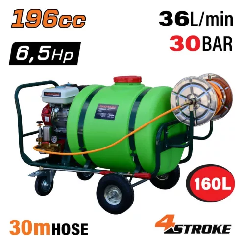 NAKAYAMA PRO Négyütemű benzinmotoros permetezőgép (6,5LE, 160 literes tartály) 36L/perc, 15-30bar (NS6200)