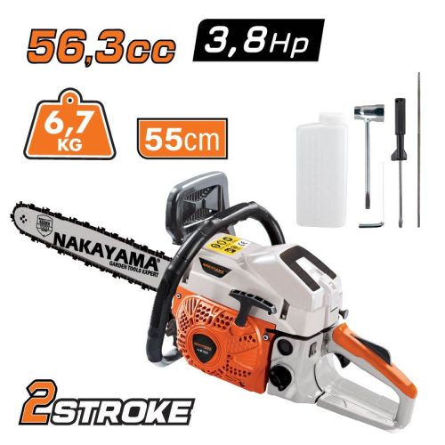 NAKAYAMA benzines láncfűrész 3,8 LE, 56,3 cm3, láncvezető 55cm (PC6700)
