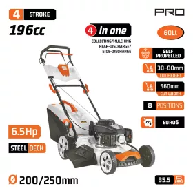   NAKAYAMA PRO Önjáró benzines fűnyíró 196 cm³, 56 cm vágásszélesség, 4 az 1-ben (PM5560)