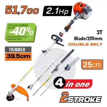   NAKAYAMA Benzinmotoros multifunkciós fűkasza + fűrész + sövény és bozótvágó kerti gép (4 az 1-ben), 51,7 cm³, 2,1 LE, + 1 méter toldó szárral (PS5170)