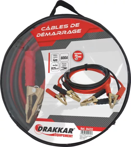 DRAKKAR réz indítókábel sárgaréz csipeszekkel (04132)