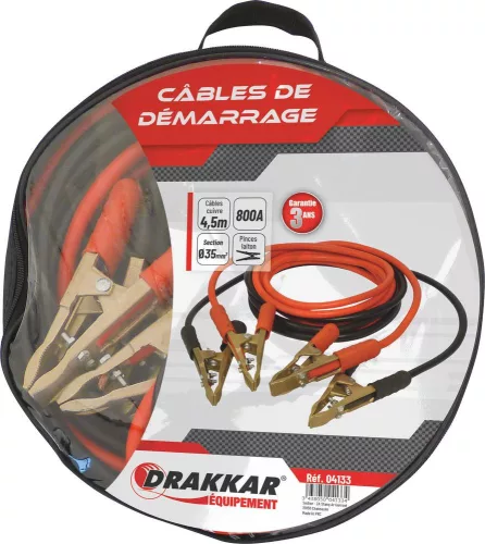 DRAKKAR réz indítókábel sárgaréz csipeszekkel (04133)