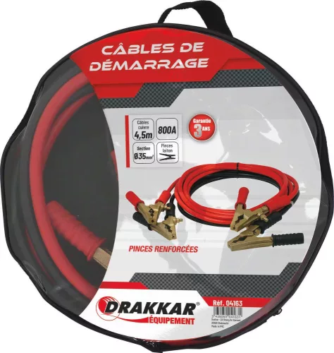 DRAKKAR réz indítókábel erősített sárgaréz csipeszekkel (04163)