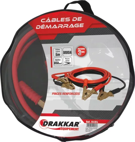 DRAKKAR réz indítókábel erősített sárgaréz csipeszekkel (04164)