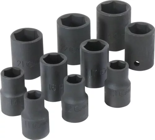 DRAKKAR gépi dugókulcskészlet, 1/2 col, 11–24 mm, 10 db (06388)