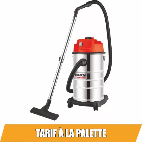 DRAKKAR száraz-nedves porszívó rozsdamentes tartállyal, 30 l, 230 V, 1200 W (07436)