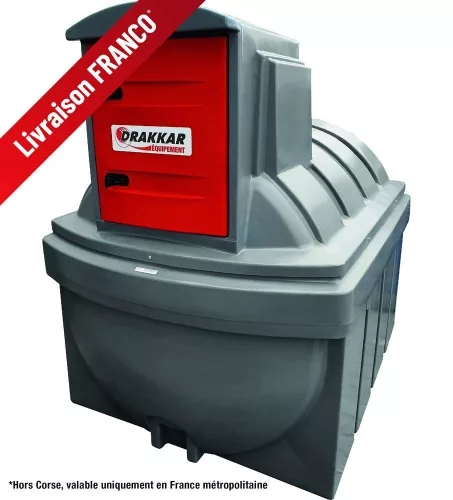 DRAKKAR duplafalú HDPE gázolaj-tárolótartály, szivattyúkészlettel, 2500 l, 230 V (08002)