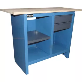  DRAKKAR fa munkalapos munkapad 2 fiókkal és 3 polccal, 1120 × 500 mm, 500 kg (09057)