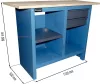DRAKKAR fa munkalapos munkapad 2 fiókkal és 3 polccal, 1120 × 500 mm, 500 kg (09057)