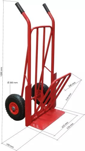 DRAKKAR molnárkocsi lehajtható rakodólappal és felfújható kerekekkel, 250 kg (09464)