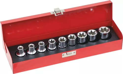 DRAKKAR Torx dugókulcskészlet, 1/2 col, E10–E24, 9 db (10759)