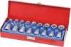 DRAKKAR Torx bitdugókulcskészlet, 1/2 col, T27–T70, E10–E24, 17 db (10772)