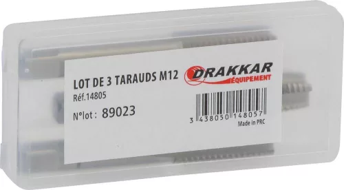 DRAKKAR háromlépcsős kézi menetfúrókészlet, M3–M20, 3 db (14805)