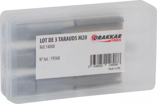 DRAKKAR háromlépcsős kézi menetfúrókészlet, M3–M20, 3 db (14808)